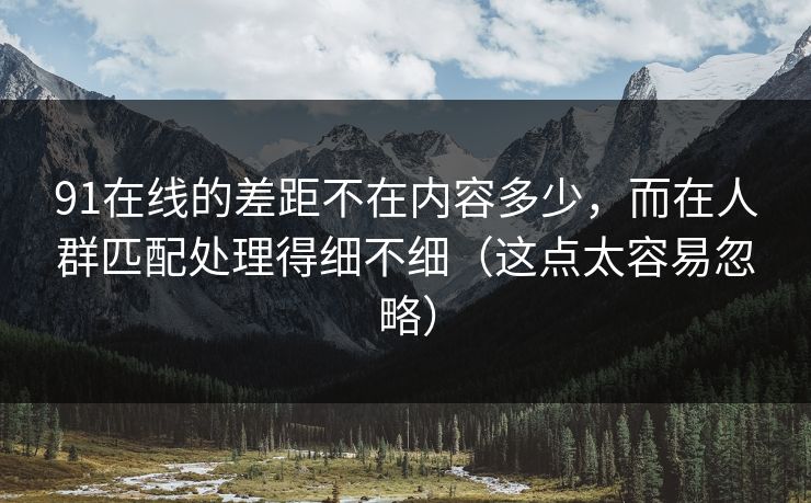 91在线的差距不在内容多少，而在人群匹配处理得细不细（这点太容易忽略）